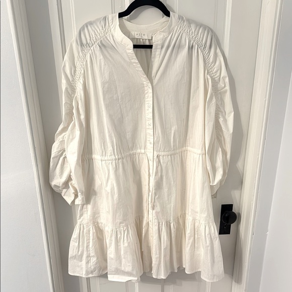 Astr // White Button-Down Adjustable Waist Shirt Dress - Picture 2 of 8